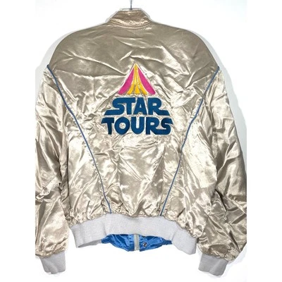 复古 80 年代星球大战星球大战星球大战星球大战迪士尼夹克演员金色银色男式 S M — 第 1/4 张图片