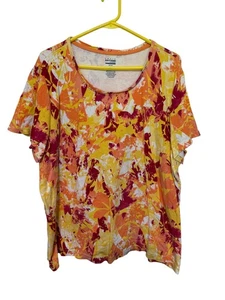 Basic Edition Tshirt Tee White Orange Yellow Colorspray Womans 3X - Picture 1 of 4