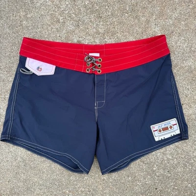 Birdwell Beach Britches Rojo Blanco Azul EE. UU. Old Skool Cassette Board Shorts Talla 14 Foto 1 de 4