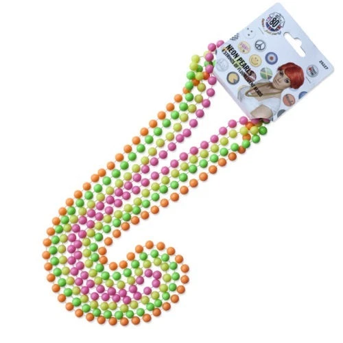 Ladies 80s Neck Beads Pack of 4 Neon Colours Fancy Dress Necklace New Smiffys - Image 1 of 1