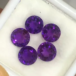 Natürlicher Amethyst Edelsteine Lila Facettiert 5 Stück 6 mm Edelsteine 3+ kt Rund Schön C37 - Bild 1 von 11