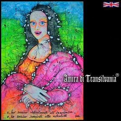 Monalisa artista contemporâneo pintura pop art bonecas vampiras originais mona lisa - Imagem 1 de 4