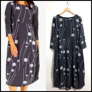NEW Regatta Dress 16 Grey Geometric Print 3/4 Sleeve Lake's Edge RRP $59.95 Plus - Picture 1 of 6