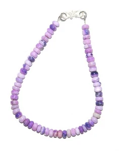 925 Argento Fine Blu Opale Gemma 5-6 MM Rotondo Perline 8 " Filo Bracciale KL-89 - Foto 1 di 6
