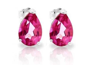3.15 Ct Pink Topaz 14Kt Solid White Gold Stud Earrings Pear Cut Jewelry - Picture 1 of 5