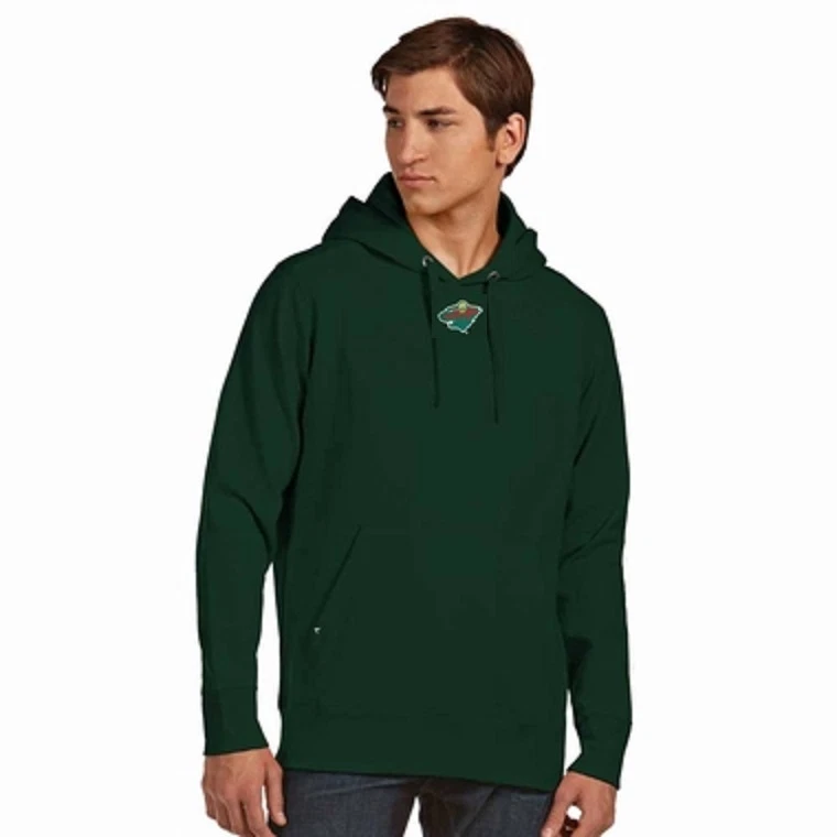 NUEVO Para hombres Minnesota Wild Pullover Sudadera con Capucha de Antigua - Verde Grande Foto 1 de 1