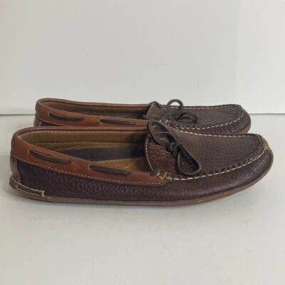 LL Bean Slippers Womens 9 Brown Moosehide Leather Moccasin House Shoes Foto 1 de 4