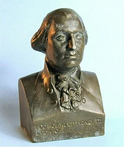 GEORGE WASHINGTON BUSTO DE METAL BANCO WESTFIELD TRUST SERVICIO BANCARIO PREFERIDO AÑOS 20 - Imagen 1 de 11