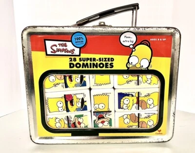 THE SIMPSONS 28 Super-Sized Dominoes Game in Lunchbox Style Tin, 2002 - Image 1 of 4