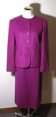 Terno PENDLETON lã magenta 2 peças saia jaqueta tamanho 10-12 - Imagem 1 de 4