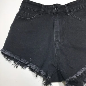 Shein Shorts Damen Größe 4 Schwarz Denim Bestickt Abgeschnitten Hohe Taille - Bild 1 von 12