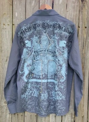 Eighty Eight Mens Dress Shirt-Med.-Slate Grey Cross-Double Sided-Painted - Image 1 of 4