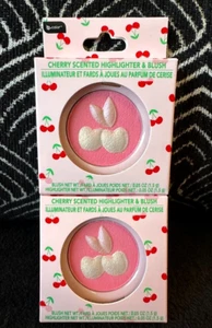 2pk B COLOR PINK CHERRY SCENTED HIGHLIGHTER + BLUSH PRESSED POWDER MINI COMPACTS - Picture 1 of 6