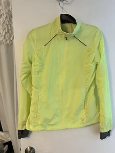MPG Bright Yellow Jacket Full zip pockets thumb holes Size S Running Gear - Picture 1 of 8
