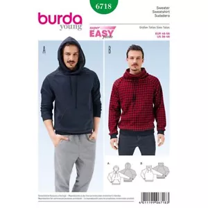 BURDA YOUNG 6718 MEN'S SWEATSHIRT Sewing Pattern Sizes 36 - 46 Skill: SUPER EASY - Picture 1 of 5