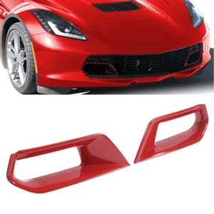 2X Red Front Bumper Grille Lower Bar Air Vent Trim For Corvette C7 2014-2019 Z06 - Picture 1 of 8