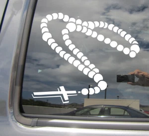 Rosenkranz Gebetsperlen - Dominikanisch Katholisch Kirche Fenster Vinyl Aufkleber Sticker 08012 - Bild 1 von 2