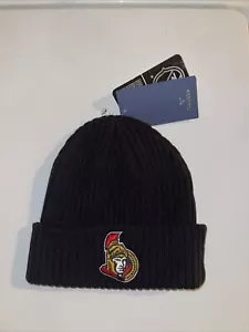 Ottawa Senators Fanatics Keystone Cuffed Knit Hat with Pom - Black Beanie Cap - Picture 1 of 3