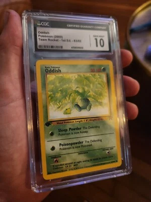 CGC 10 GEM MINT Oddish 1st Edition 63/82 Team Rocket Pokemon Card - Image 1 of 4