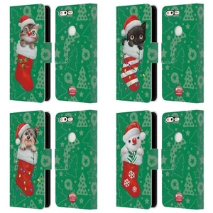 ANIMAL CLUB INTERNATIONAL CHRISTMAS SOCKS LEATHER BOOK CASE FOR GOOGLE PHONE - Picture 1 of 10
