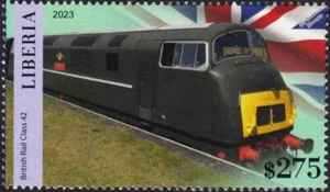 British Rail BR Class 42 WARSHIP Diesel Hydraulic Train Stamp (2023 Liberia) - Picture 1 of 1