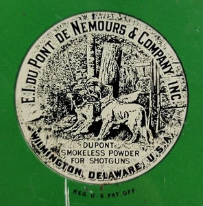 DuPont Smokeless Powder Tin Can Empty Gunpowder Vintage Scarce Green Shotshells - Picture 1 of 7
