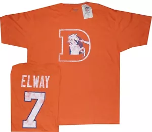 John Elway Denver Broncos Orange Reebok Throwback T Shirt New Tags - Picture 1 of 3