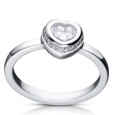 Anillo De Corazón Chopard Miss Happy De Oro Blanco Y Diamantes 829008 Nuevo - Imagen 1 de 3