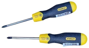 STANLEY 1PZx75mm 1PZx3in 2 Piece Screwdriver Set Black Yellow Cushion Grip - Picture 1 of 6