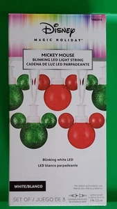 Disney Magic Holiday  Mickey Mouse Gemmy Blinking Red & Green LED String Lights - Picture 1 of 2