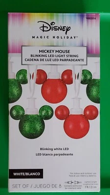 Disney Magic Holiday  Mickey Mouse Gemmy Blinking Red & Green LED String Lights - Image 1 of 2