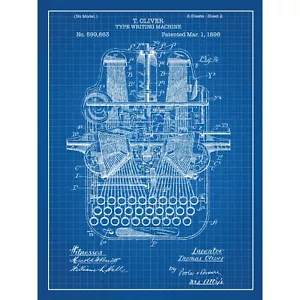 Hogar Pared Estampa -vintage Anteproyecto Plan-Typewriting Máquina - A4, A3, A2, - Bild 1 von 1