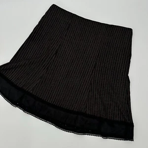 Morbid Threads Skirt Womens Medium Black Pinstripe Lace Trim Stretch Back Zip - Picture 1 of 8