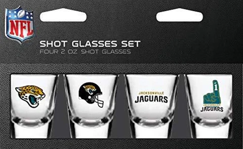 NFL Jacksonville Jaguars Shot Glass Set4 Pack Shot Glass Set 1 Count (Pack of 1) Cover