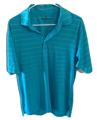 Bobby Jones Golf Polo Shirt Performance Mens Size L  Turquoise ￼ Striped ￼30L - Изображение 1 из 4