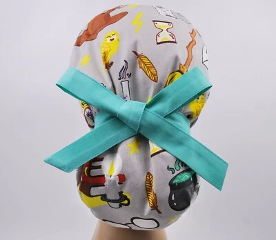 Scrub cap, ponytail scrub hats, womens scrub caps, surgical hat harry potter - Image 1 of 3