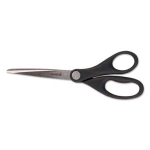 Universal Economy Scissors, 7" Length, Straight Handle, Stainless Steel, Black - Picture 1 of 4