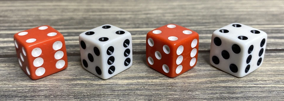 Parker Brothers Risk Game 1998 Red White 4 Dice Die Replacement Parts Piece - Image 1 of 2