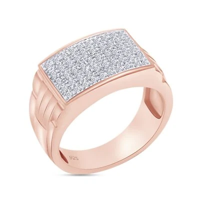 1/4Ct Cluster Wedding Band Ring for Men's Lab Created Moissanite Sterling Silver - Image 1 of 4