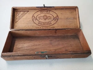 CAJA DE CIGARROS DE MADERA ANTIGUA DE COLECCIÓN *RARA* 5 CENTAVOS Boîte Nature ☆ Diamantes cuadrados - Imagen 1 de 23