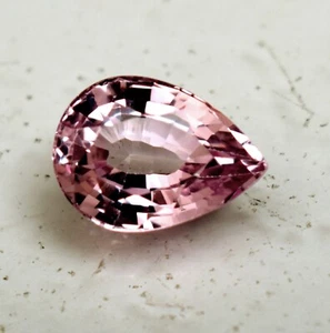 Lab Grown Pink Morganite Gemstone Pear Cut 7.40 Ct Certified Loose Gemstone - Picture 1 of 5