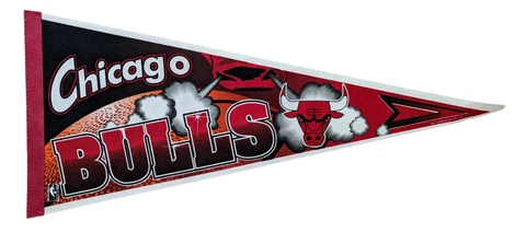 Vintage Chicago Bulls NBA Basketball Red Smoke Pennant 30" Tag Express Duluth Cover