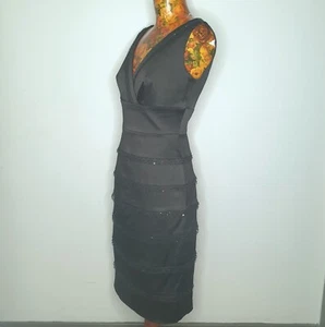 REVIEW - Size 10 black 'Sparkle Cocoon Dress' satin bandage-style green label - Picture 1 of 6