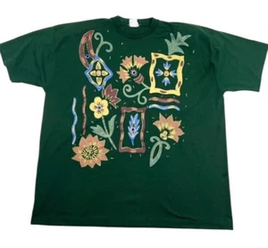 VTG PUFFY PAINT GLITTER FALL T-SHIRT RHINESTONE SHABBY CHIC WHIMSICAL MYSTICAL - Picture 1 of 6