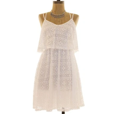 Mini Vestido Soprano Volantes Talla XS Popover Espalda Cruzada Encaje Blanco NUEVO Etiqueta B66 Foto 1 de 3