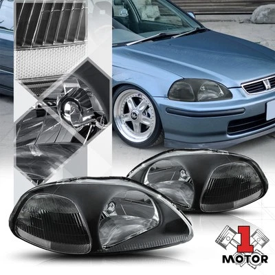 Reflector de señal de giro de esquina transparente de faros de carcasa negra para Honda Civic 96-98 Foto 1 de 4