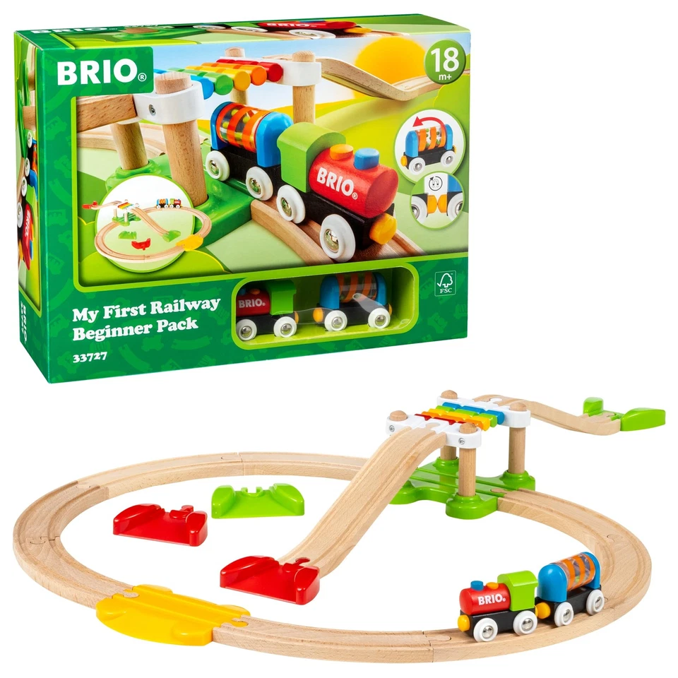 RAVENSBURGER SPIELVERLAG BRIO World 33727 Mein erstes Bahn Set 18-teilig Zug Waggon Schienen Hängebrücke