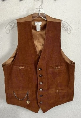Винтажный Blondie's коричневый вельвет OS украшенный стимпанк Western фестиваль жилет - Изображение 1 из 4