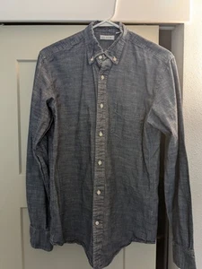 Gustin Shirt Adult Large Blue Chambray Button Down Long Sleeve Made In USA Mens - Picture 1 of 3