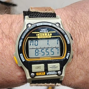 Vintage Timex Ironman Triathlon Uhr Herren/Damen Digital grau schwarz orange Proservice - Bild 1 von 7